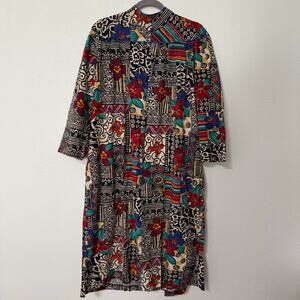 Appel Women's Floral Mixed Print Zip Front Sleepwear Dress Size XL